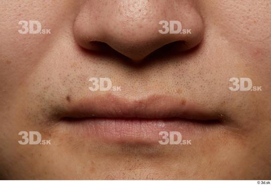 Man Asian Chubby Face Skin Textures