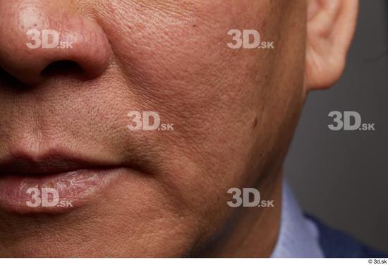 Face Mouth Nose Cheek Skin Man Asian Chubby Wrinkles Studio photo references