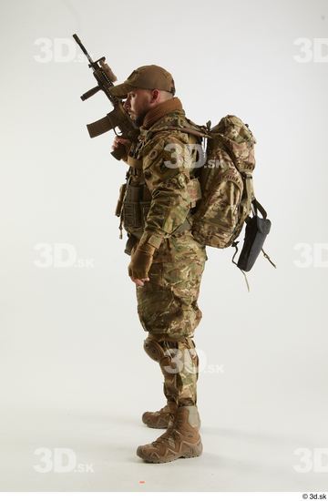 Whole Body Weapons-Rifle Man Pose with machine rifle White Army Athletic Studio photo references