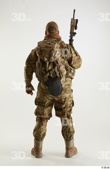 Whole Body Weapons-Rifle Man Pose with machine rifle White Army Athletic Studio photo references