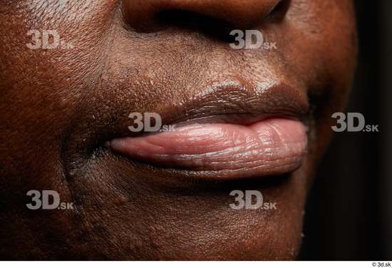 Face Mouth Skin Woman Black Chubby Wrinkles Studio photo references