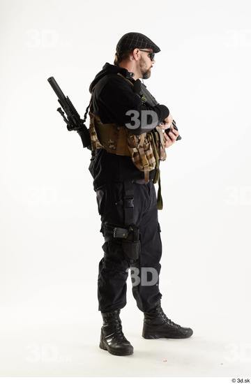 Whole Body Weapons-Rifle Man Pose with machine rifle White Army Athletic Bearded Studio photo references