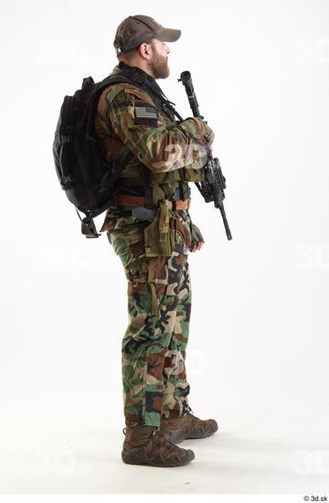 Whole Body Weapons-Rifle Man Pose with machine rifle White Army Athletic Bearded Studio photo references