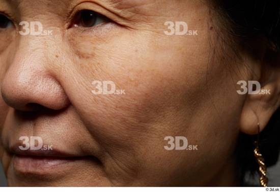 Eye Face Mouth Nose Cheek Skin Woman Asian Slim Wrinkles Studio photo references