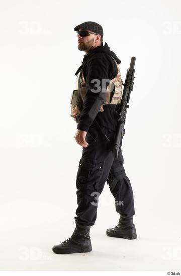 Whole Body Weapons-Rifle Man Pose with machine rifle White Army Athletic Bearded Studio photo references