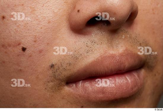 Man Asian Chubby Face Skin Textures