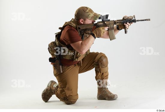 Whole Body Weapons-Rifle Man Pose with machine rifle White Army Athletic Bearded Studio photo references