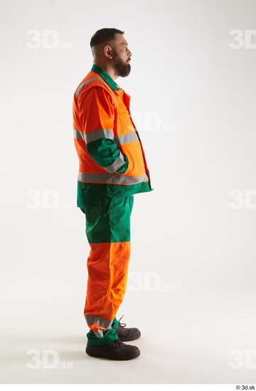 Whole Body Man White Uniform Slim Bearded Studio photo references