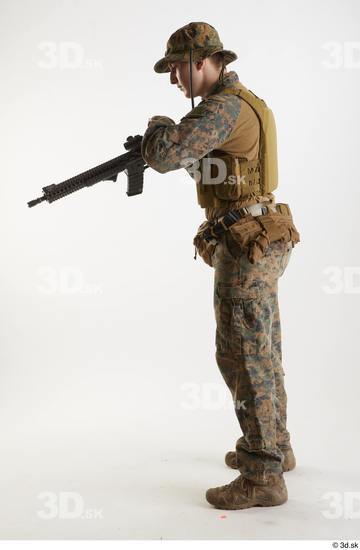 Whole Body Weapons-Rifle Man Pose with machine rifle White Army Athletic Studio photo references