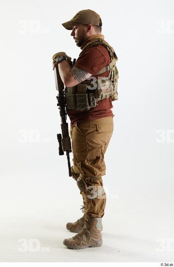 Whole Body Weapons-Rifle Man Pose with machine rifle White Army Athletic Bearded Studio photo references