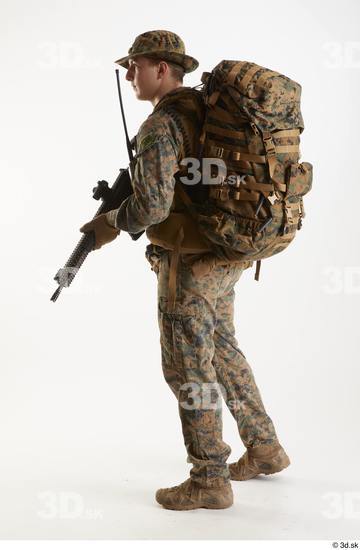 Whole Body Weapons-Rifle Man Pose with machine rifle White Army Athletic Studio photo references