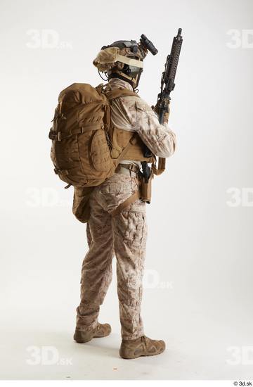 Whole Body Weapons-Rifle Man Pose with machine rifle White Army Athletic Costume photo references