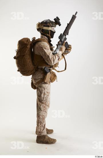 Whole Body Weapons-Rifle Man Pose with machine rifle White Army Athletic Costume photo references