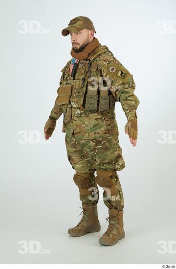 Whole Body Man T poses White Army Athletic Bearded Studio photo references