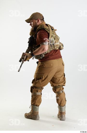 Whole Body Weapons-Rifle Man Pose with machine rifle White Army Athletic Bearded Studio photo references