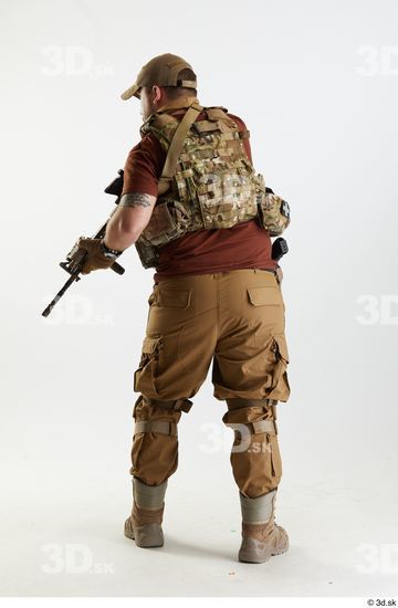 Whole Body Weapons-Rifle Man Pose with machine rifle White Army Athletic Bearded Studio photo references