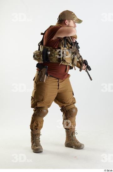 Whole Body Weapons-Rifle Man Pose with machine rifle White Army Athletic Bearded Studio photo references