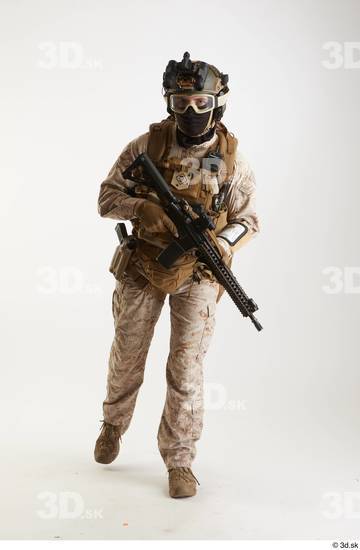 Whole Body Weapons-Rifle Man Pose with machine rifle White Army Athletic Studio photo references