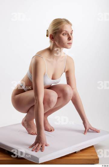 Woman White Slim Female Studio Poses