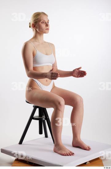 Woman White Slim Female Studio Poses