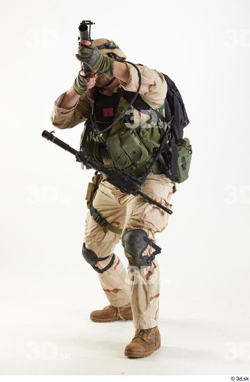 Whole Body Weapons-Rifle Man Pose with machine rifle White Army Athletic Bearded Studio photo references