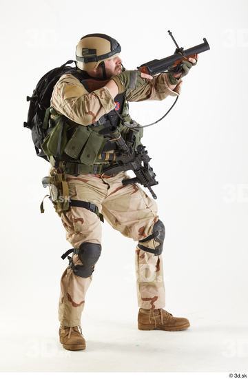 Whole Body Weapons-Rifle Man Pose with machine rifle White Army Athletic Bearded Studio photo references