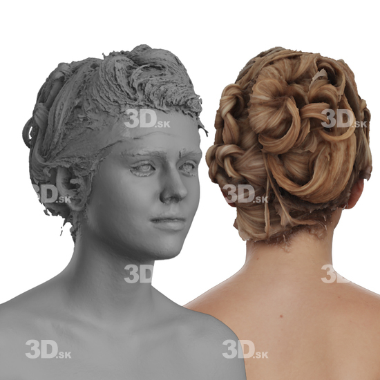 Head Woman White 3D Groom Raw