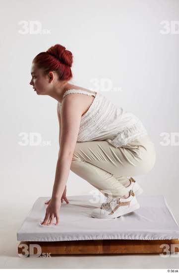 Woman White Slim Female Studio Poses