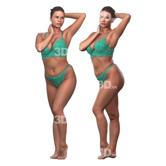 Whole Body Woman White 3D Cleaned Bodies