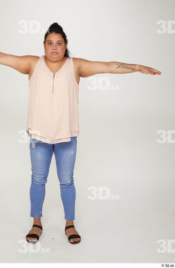 Whole Body Woman T poses Casual Chubby Street photo references