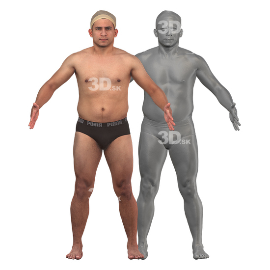 Whole Body Man White 3D Clean A-Pose Bodies