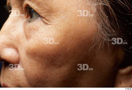 and more Eye Face Cheek Hair Skin Woman Asian Slim Wrinkles Studio photo references