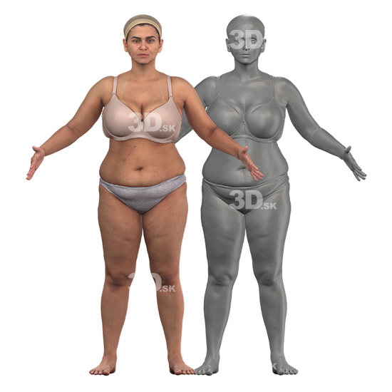 Whole Body Woman White 3D Clean A-Pose Bodies