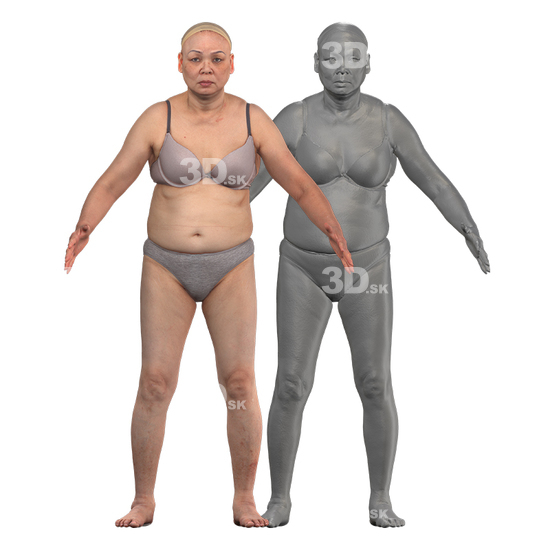 Whole Body Woman White 3D Clean A-Pose Bodies