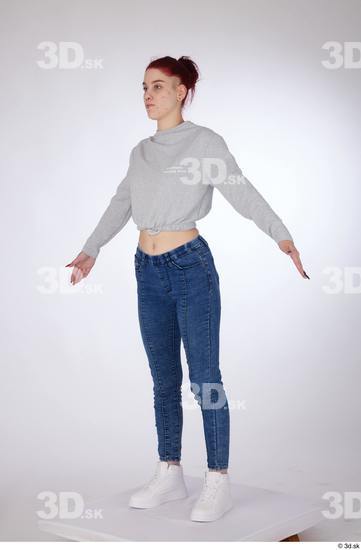 Woman White Slim Female Studio Poses