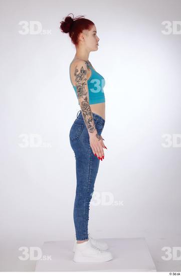 Woman White Slim Female Studio Poses