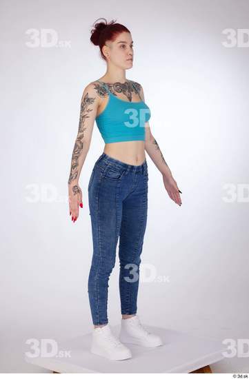 Woman White Slim Female Studio Poses