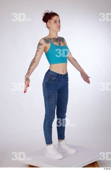 Woman White Slim Female Studio Poses