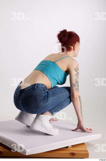 Woman White Slim Female Studio Poses