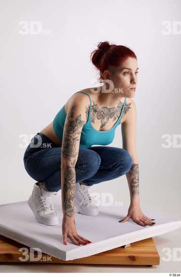 Woman White Slim Female Studio Poses