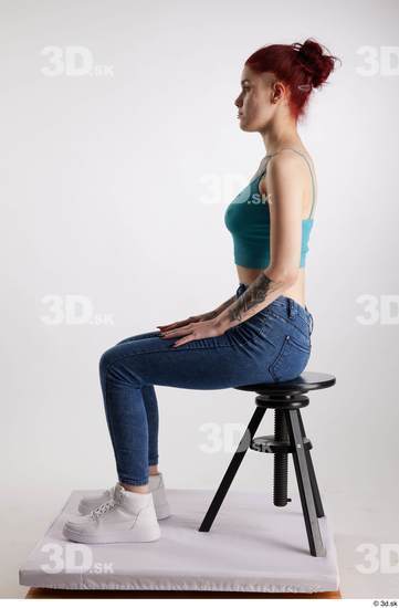 Woman White Slim Female Studio Poses