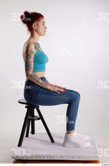 Woman White Slim Female Studio Poses