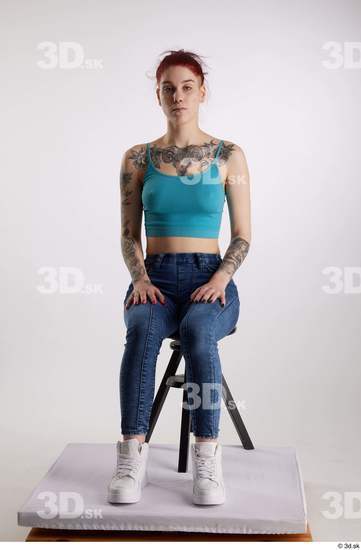 Woman White Slim Female Studio Poses