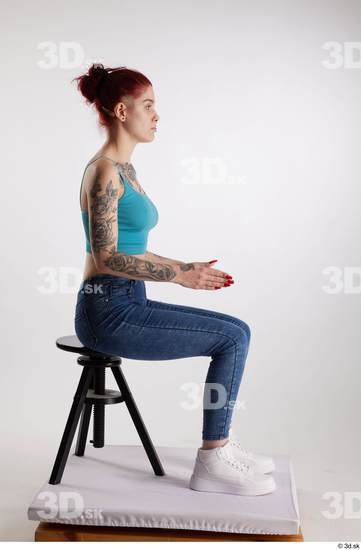 Woman White Slim Female Studio Poses