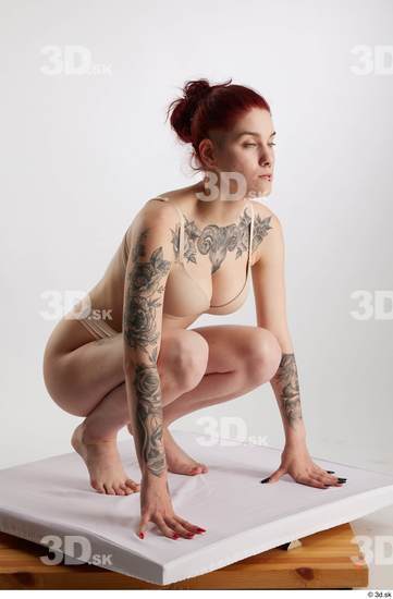 Woman White Slim Female Studio Poses