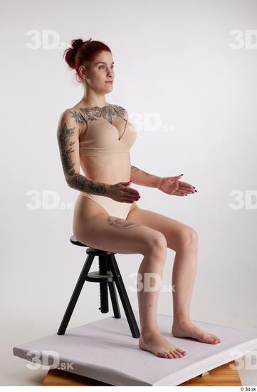 Woman White Slim Female Studio Poses