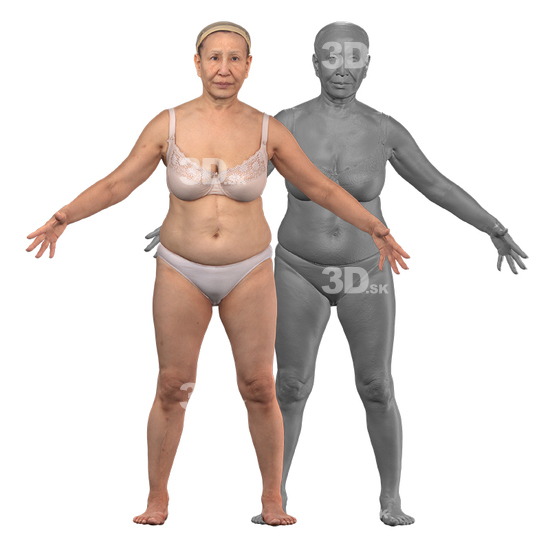 Whole Body Woman White 3D Clean A-Pose Bodies