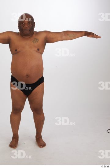 Whole Body Man T poses Black Overweight Street photo references