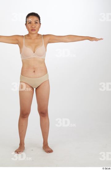 Whole Body Woman T poses Asian Slim Street photo references