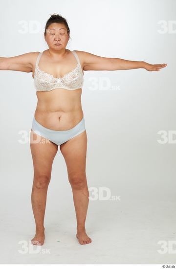 Whole Body Woman T poses Asian Chubby Street photo references